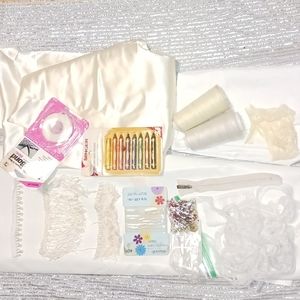 Vintage fabric, thread, zipper bundle